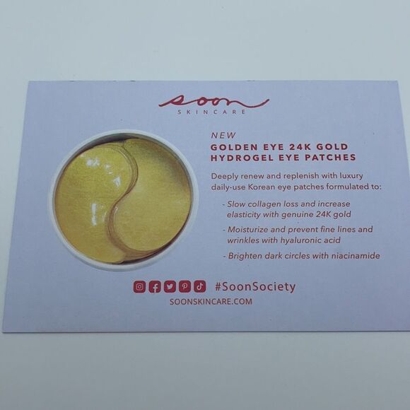 NWT SOON Skincare Golden Eye 24K Gold Eye Patches - Picture 5 of 6